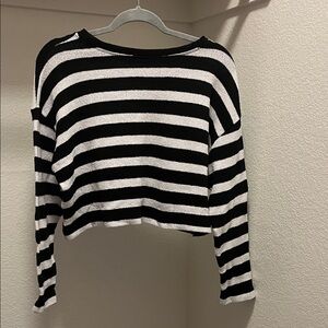 Black and White Striped Women's Top